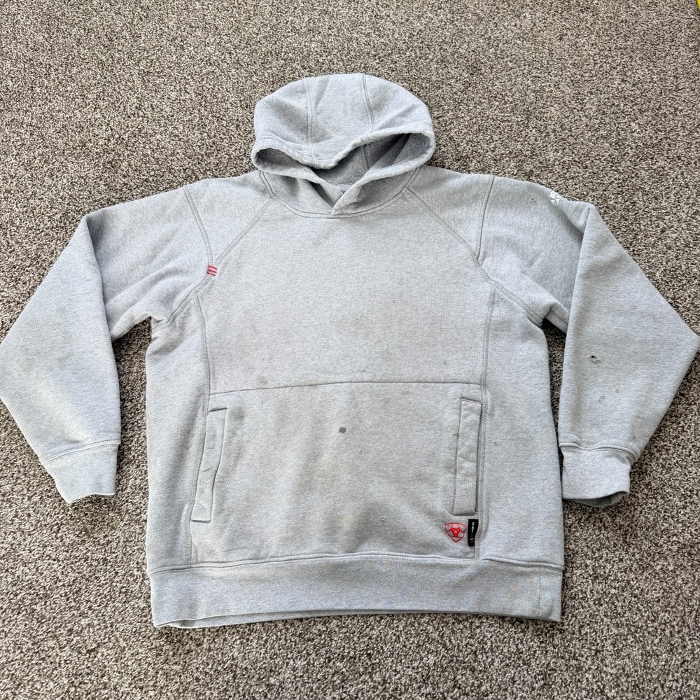 Ariat FR Rev Hoodie Mens Size S Pullover Gray Cat 2 2112 Work Distressed